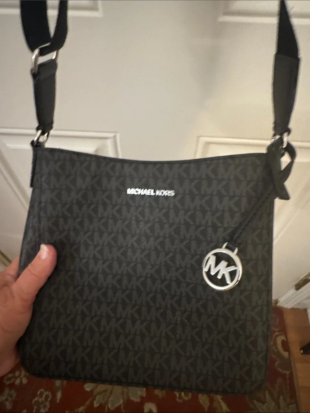 Michael Kors Black MK Signature Messenger Crossbody